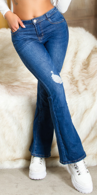 Highwaist Wide Leg Jeans in Used Look Blue